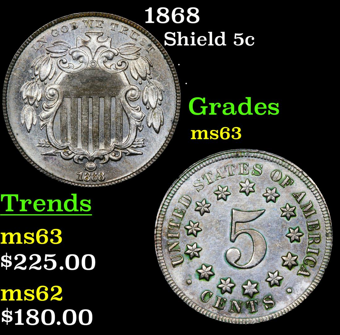 1868 Shield 5c Grades Select Unc (1 of 3)
