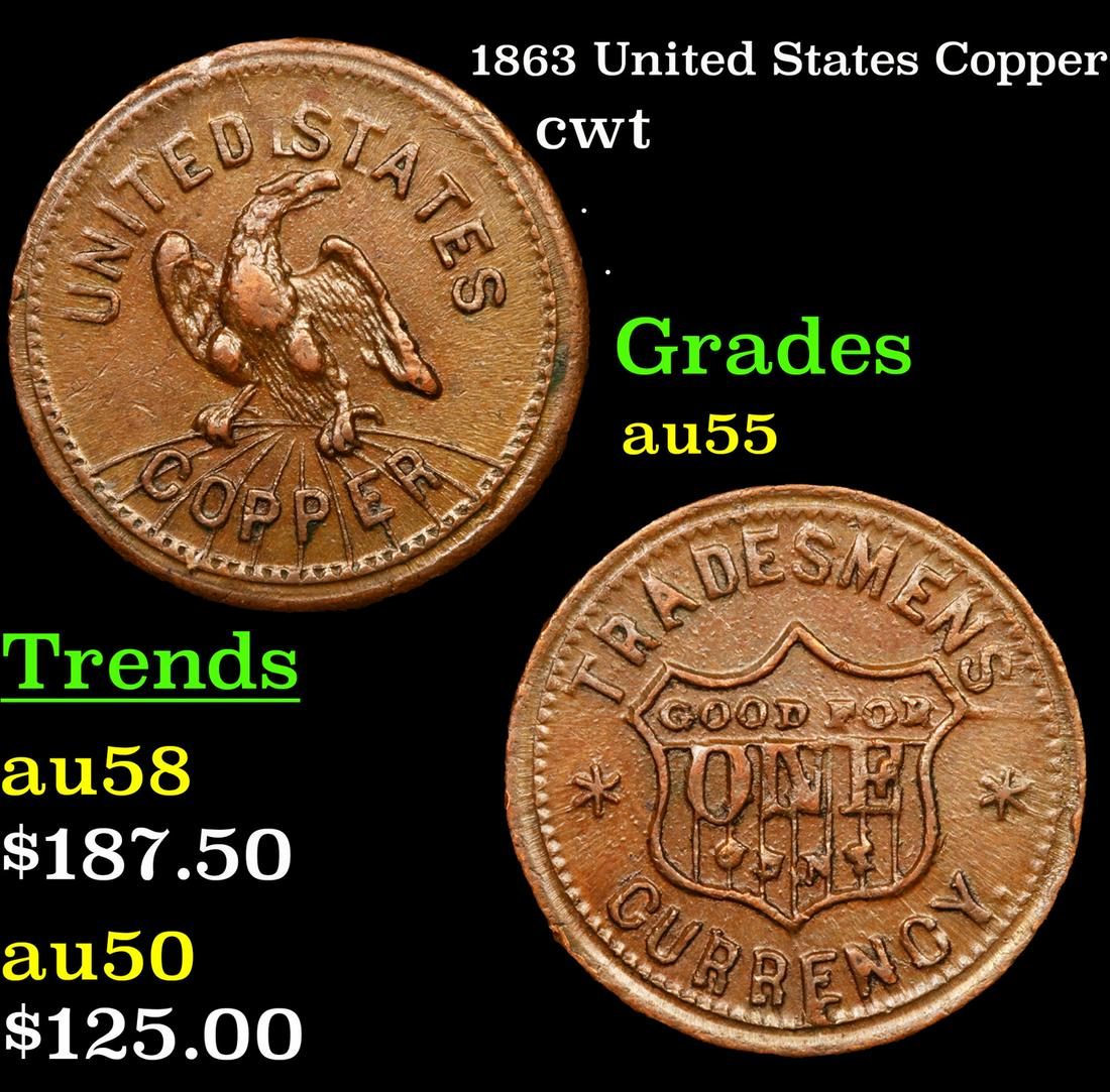 1863 United States Copper cwt Grades Choice AU (1 of 3)