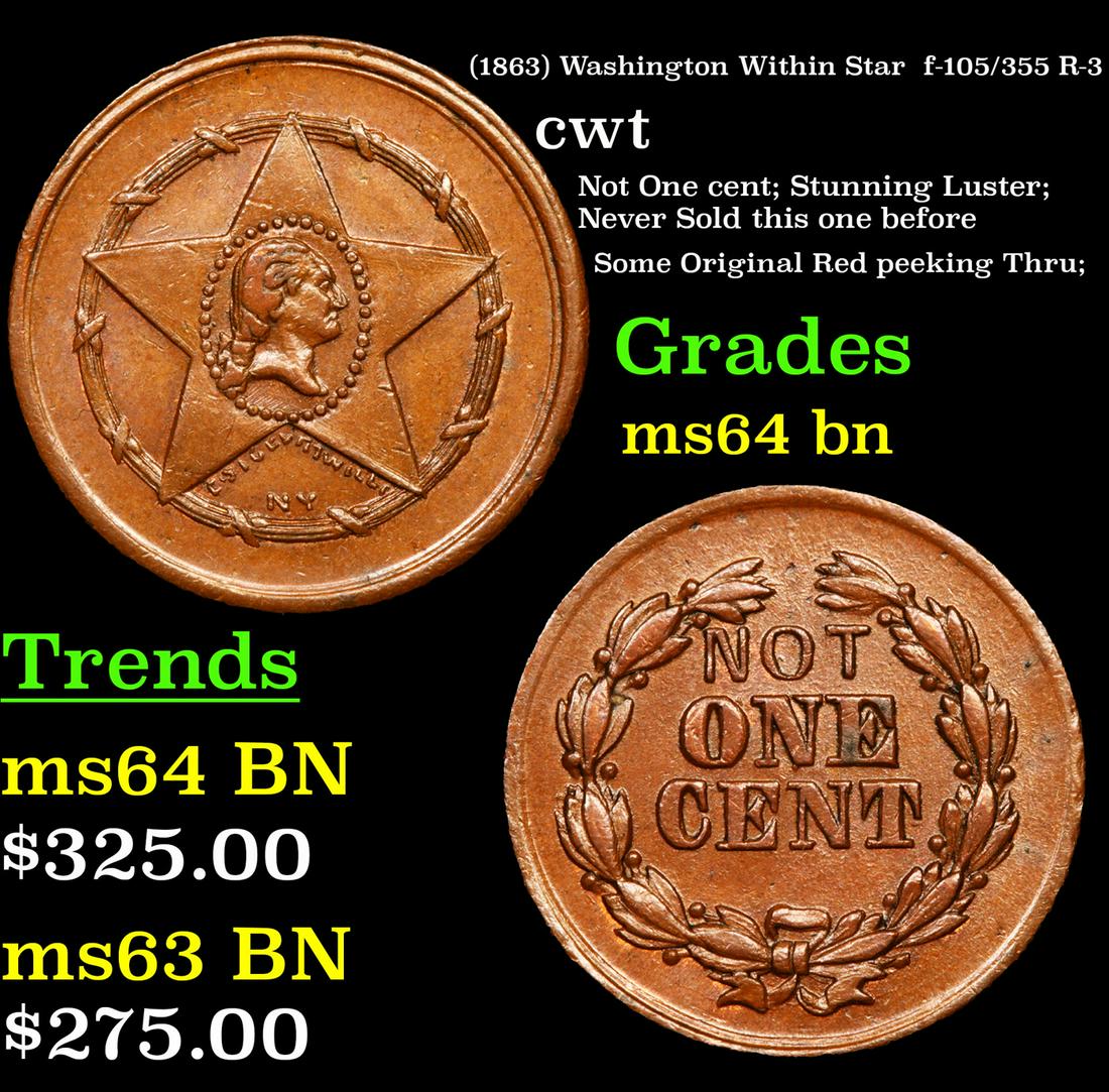 (1863) Washington Within Star  f-105/355 R-3 cwt Grades (1 of 3)