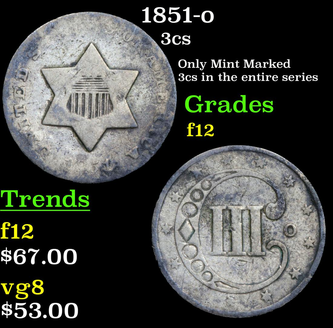 1851-o 3cs Grades f, fine (1 of 3)