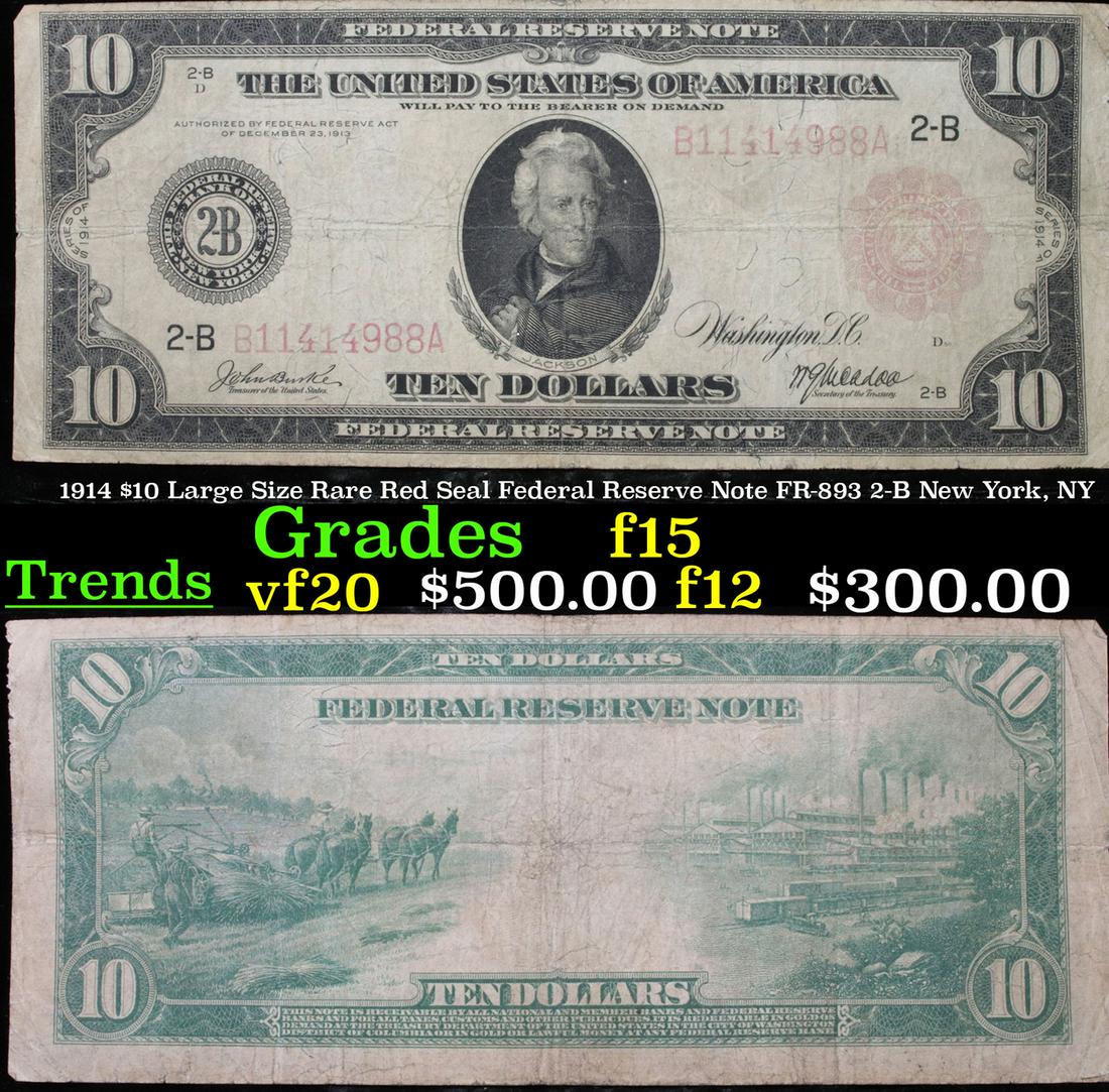 1914 $10 Large Size Rare Red Seal Federal Reserve Note (1 of 3)