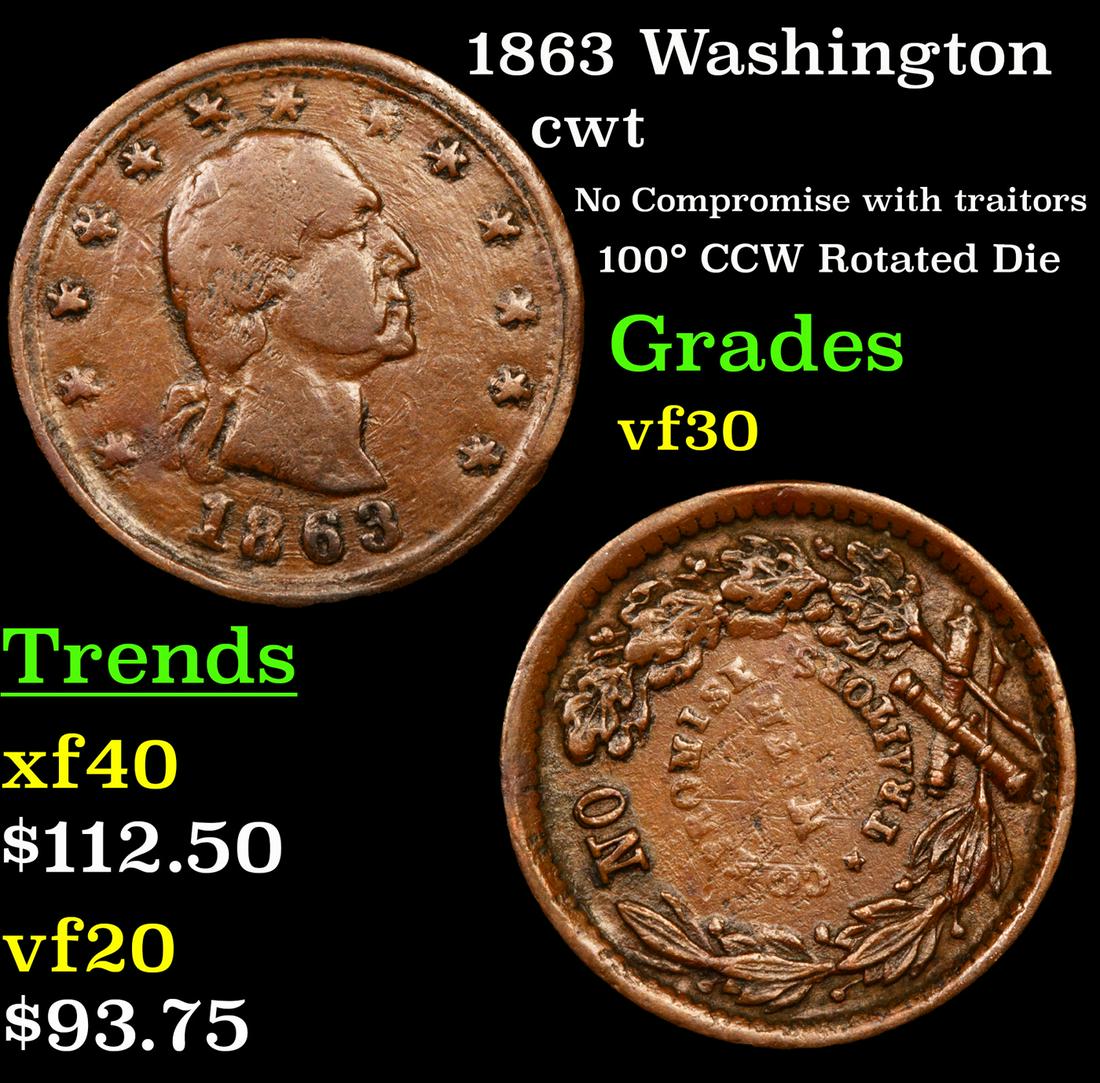 1863 Washington cwt Grades vf++ (1 of 3)