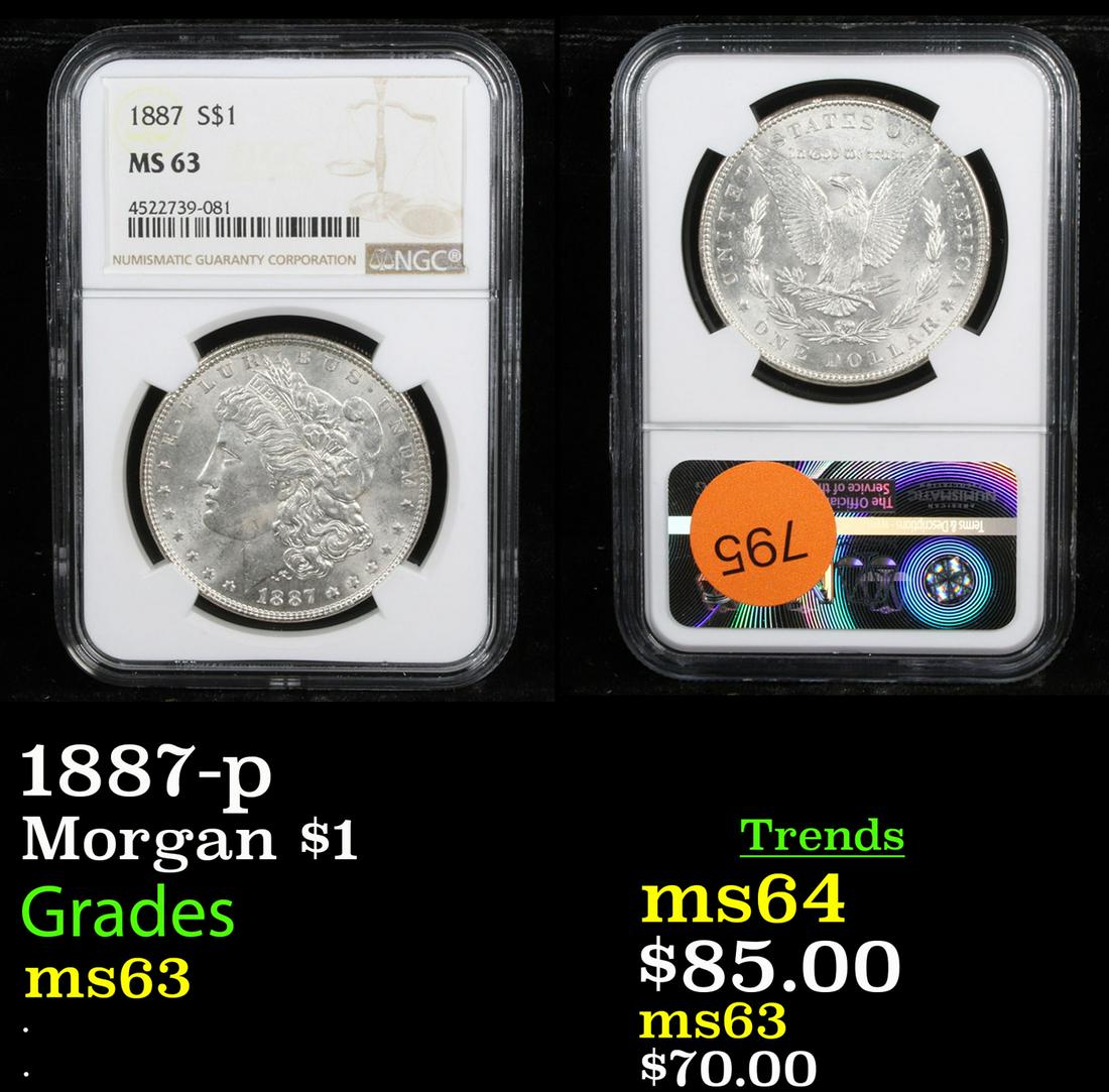 1887-p Morgan $1 Graded ms63 (1 of 3)