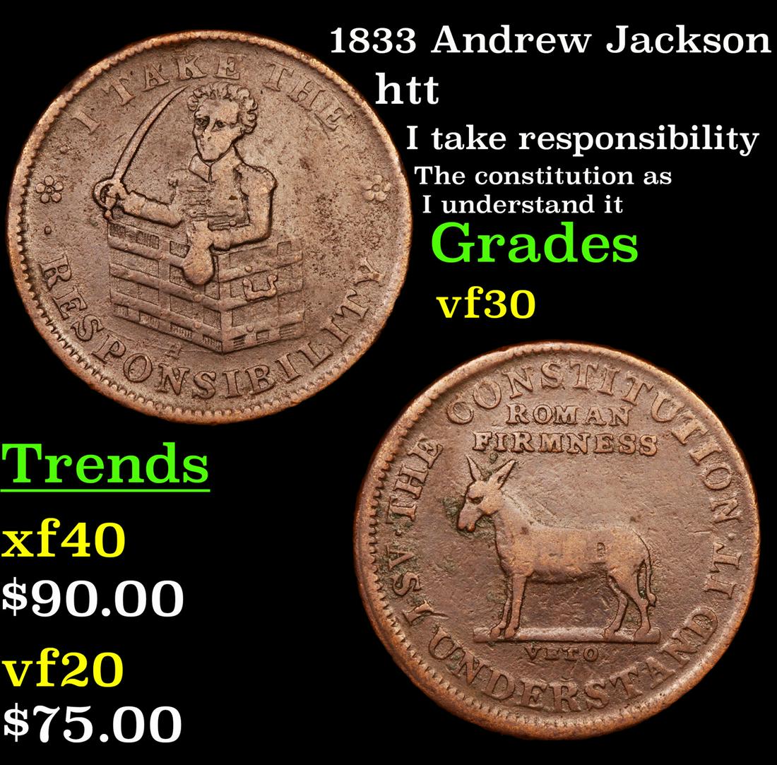1833 Andrew Jackson htt Grades vf++ (1 of 3)