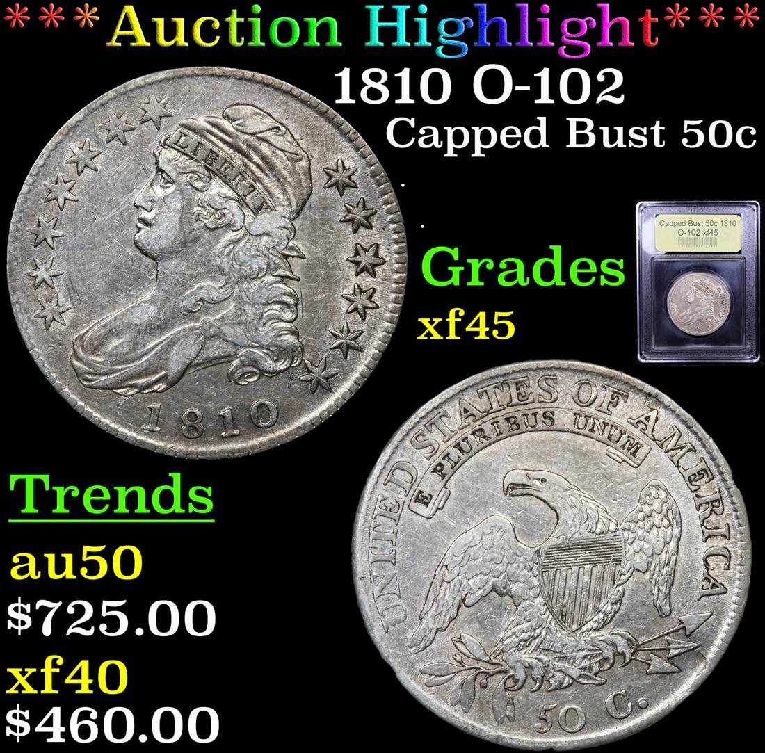 *Highlight* 1810 O-102 Capped Bust 50c Graded xf+ (1 of 5)