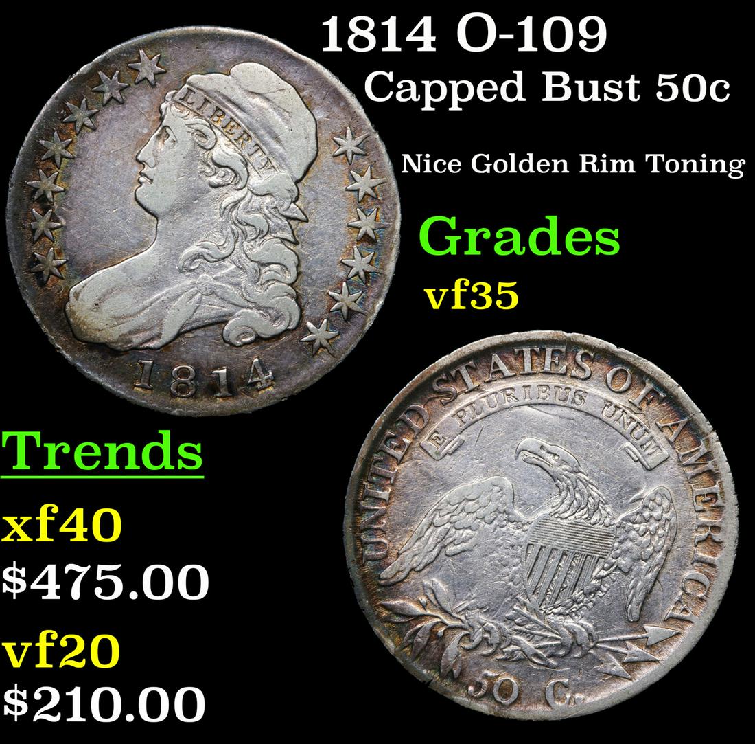 1814 O-109 Capped Bust 50c Grades vf++ (1 of 3)