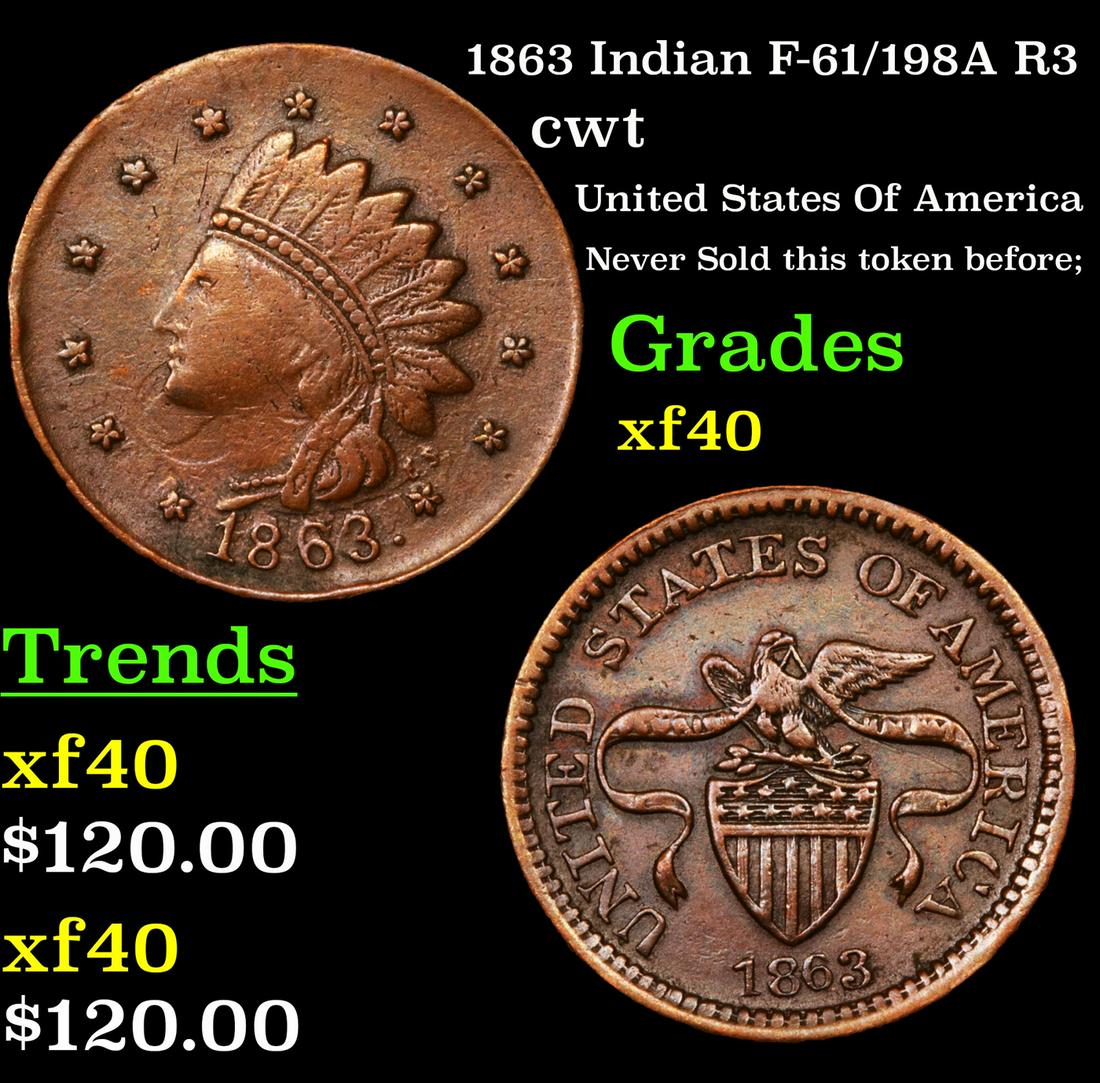 1863 Indian F-61/198A R3 cwt Grades xf (1 of 3)