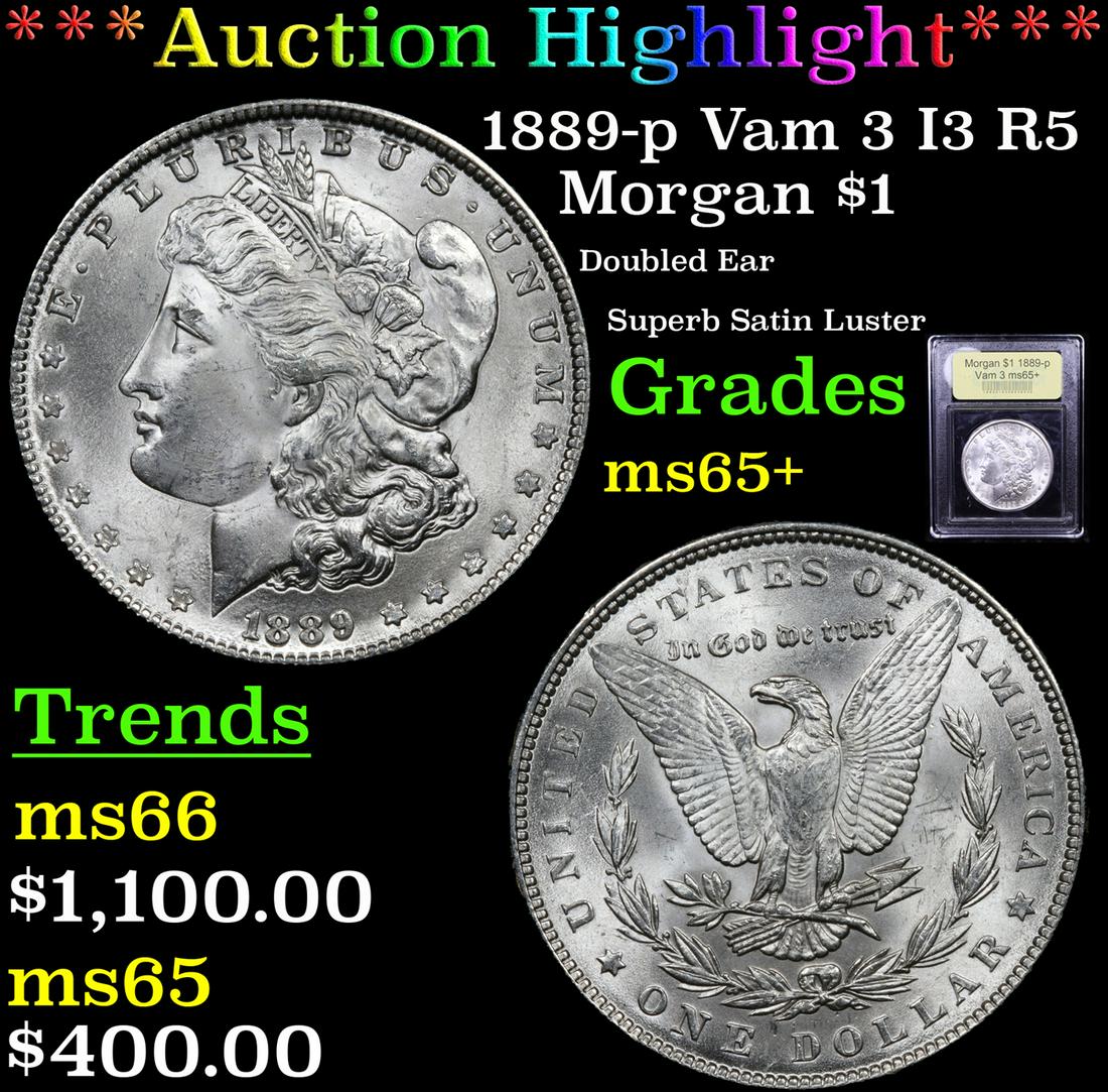 *Highlight* 1889-p Vam 3 I3 R5 Morgan $1 Graded GEM+ (1 of 5)