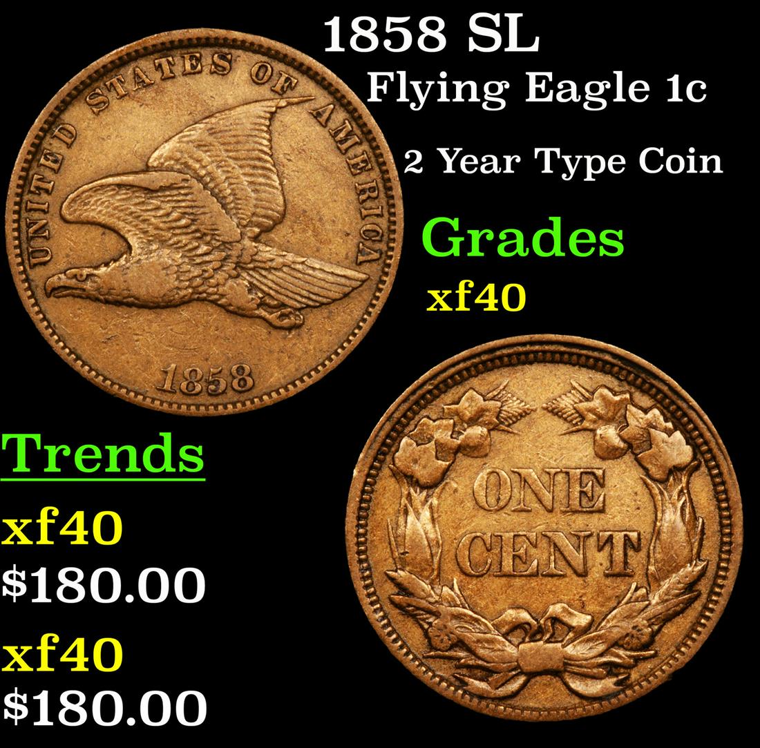 1858 SL Flying Eagle 1c Grades xf (1 of 3)