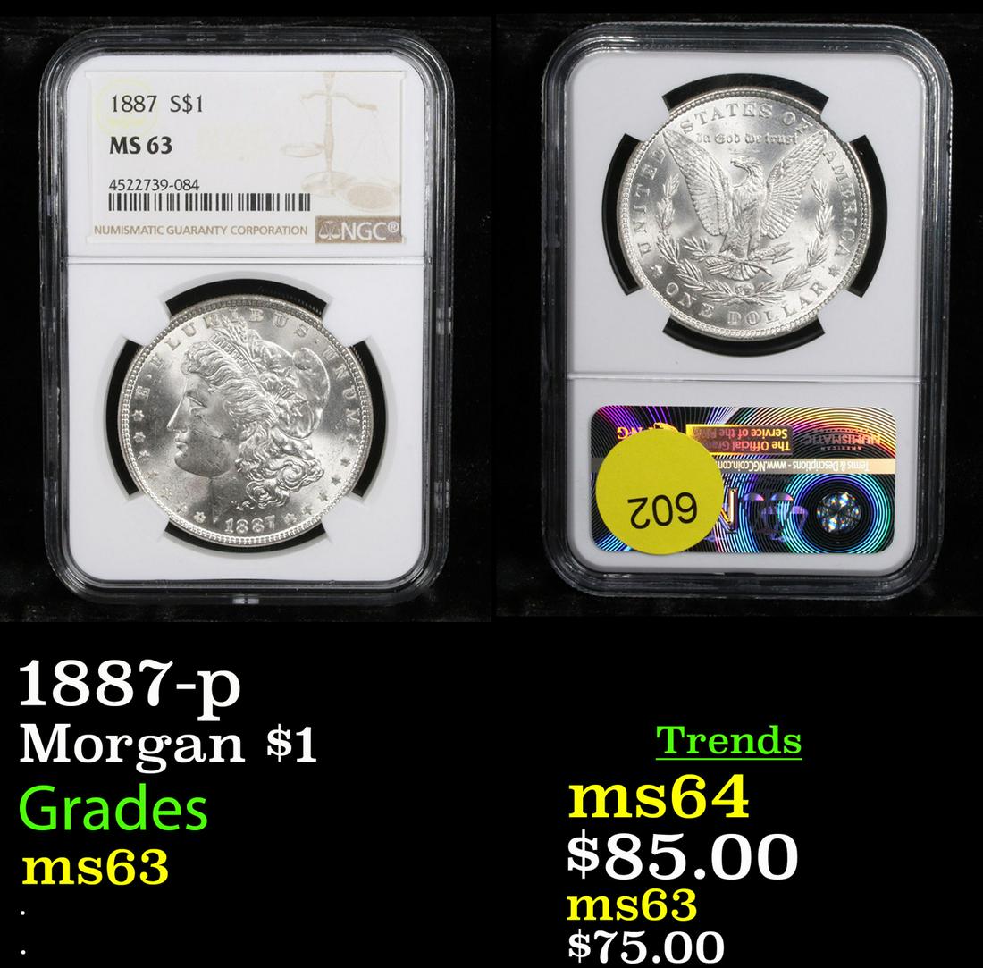 1887-p Morgan $1 Graded ms63 (1 of 3)