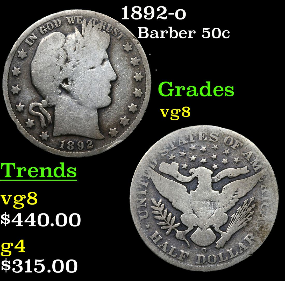1892-o Barber 50c Grades vg, very good (1 of 3)