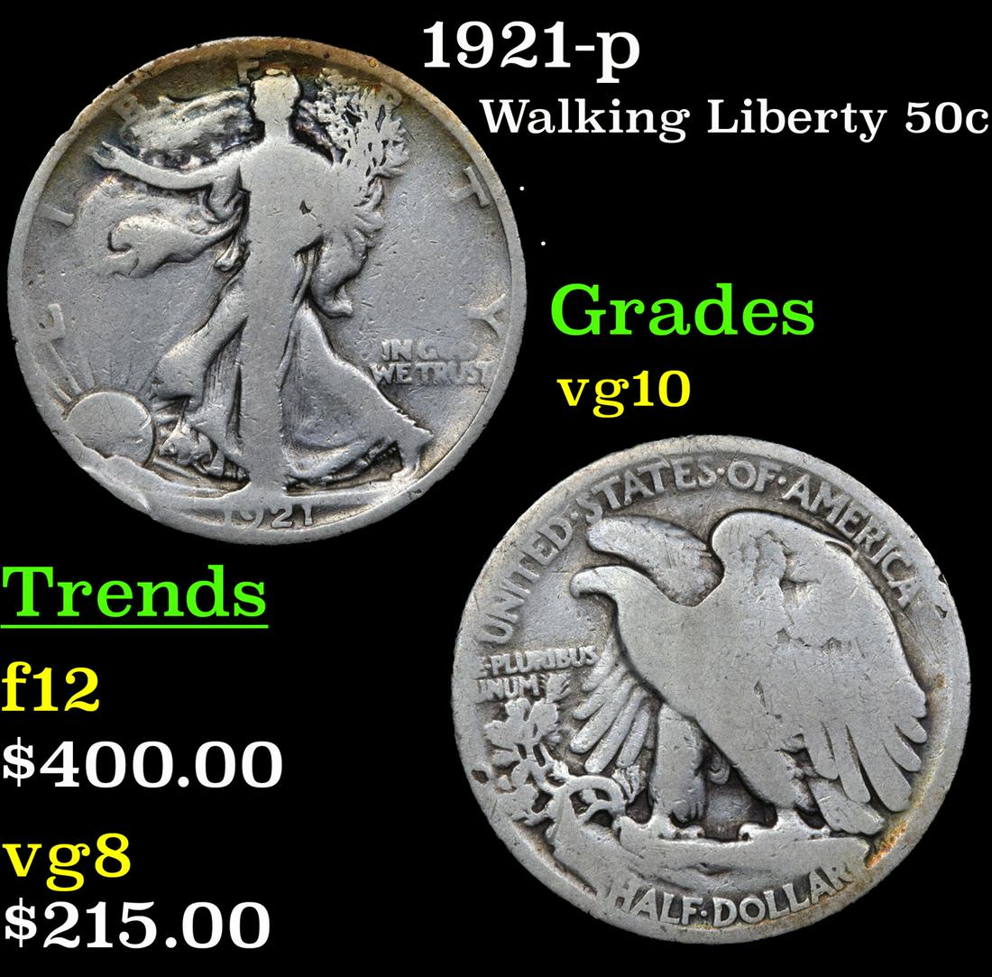 1921-p Walking Liberty 50c Grades vg+ (1 of 3)