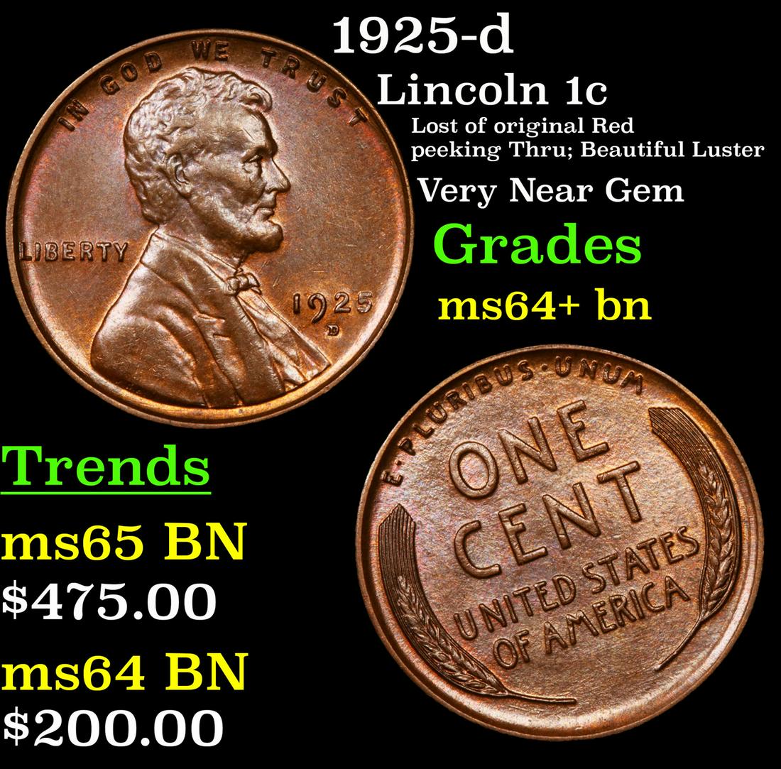 1925-d Lincoln 1c Grades Choice+ Unc BN (1 of 3)