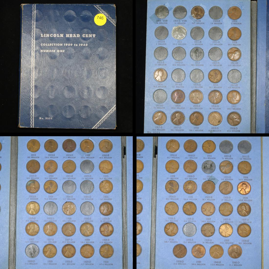 Partial Lincoln Cent Book 1909-1940 64 coins Grades (1 of 5)