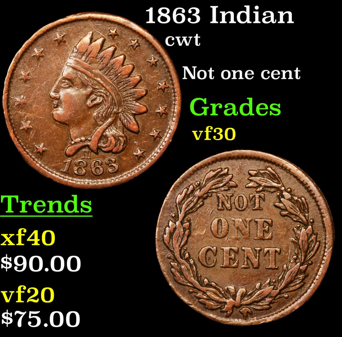 1863 Indian cwt Grades vf++ (1 of 3)