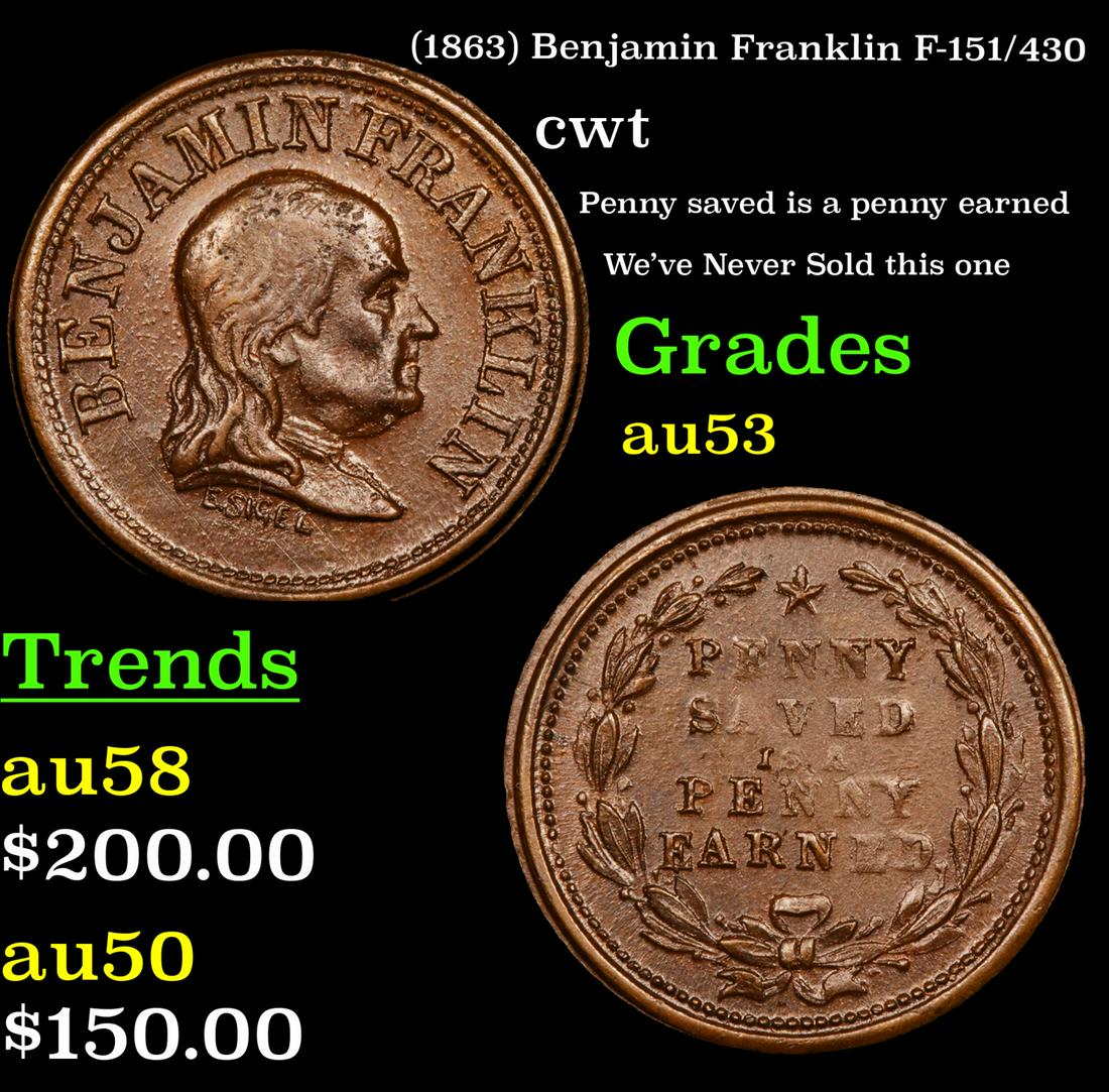 (1863) Benjamin Franklin F-151/430 cwt Grades Select AU (1 of 3)