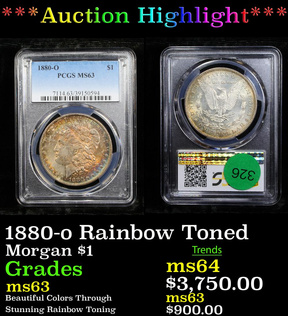 *Highlight* 1880-o Rainbow Toned Morgan $1 Graded ms63 (1 of 3)