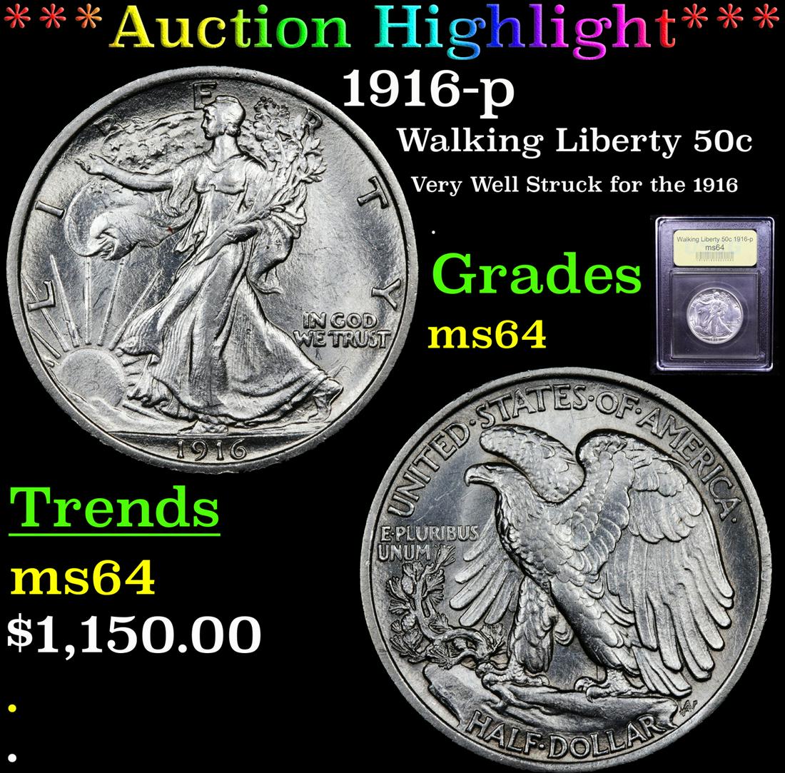 *Highlight* 1916-p Walking Liberty 50c Graded Choice (1 of 5)