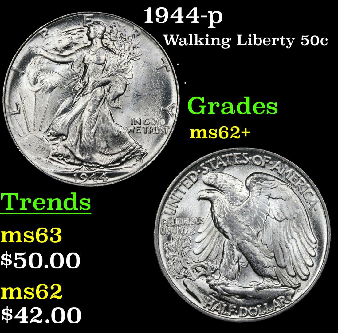 1944-p Walking Liberty 50c Grades Select Unc (1 of 3)