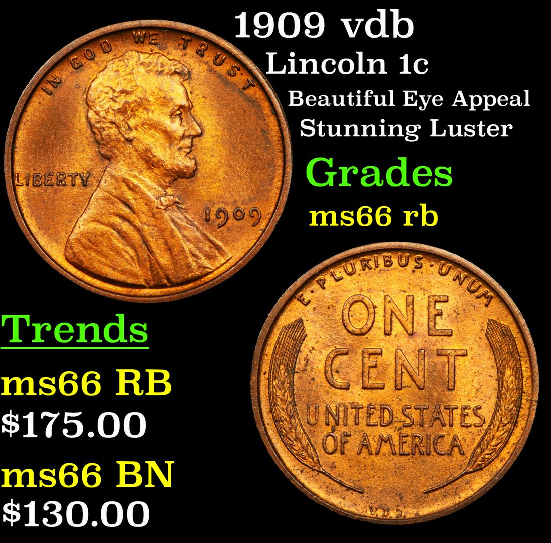 1909 vdb Lincoln 1c Grades GEM+ Unc RB (1 of 3)