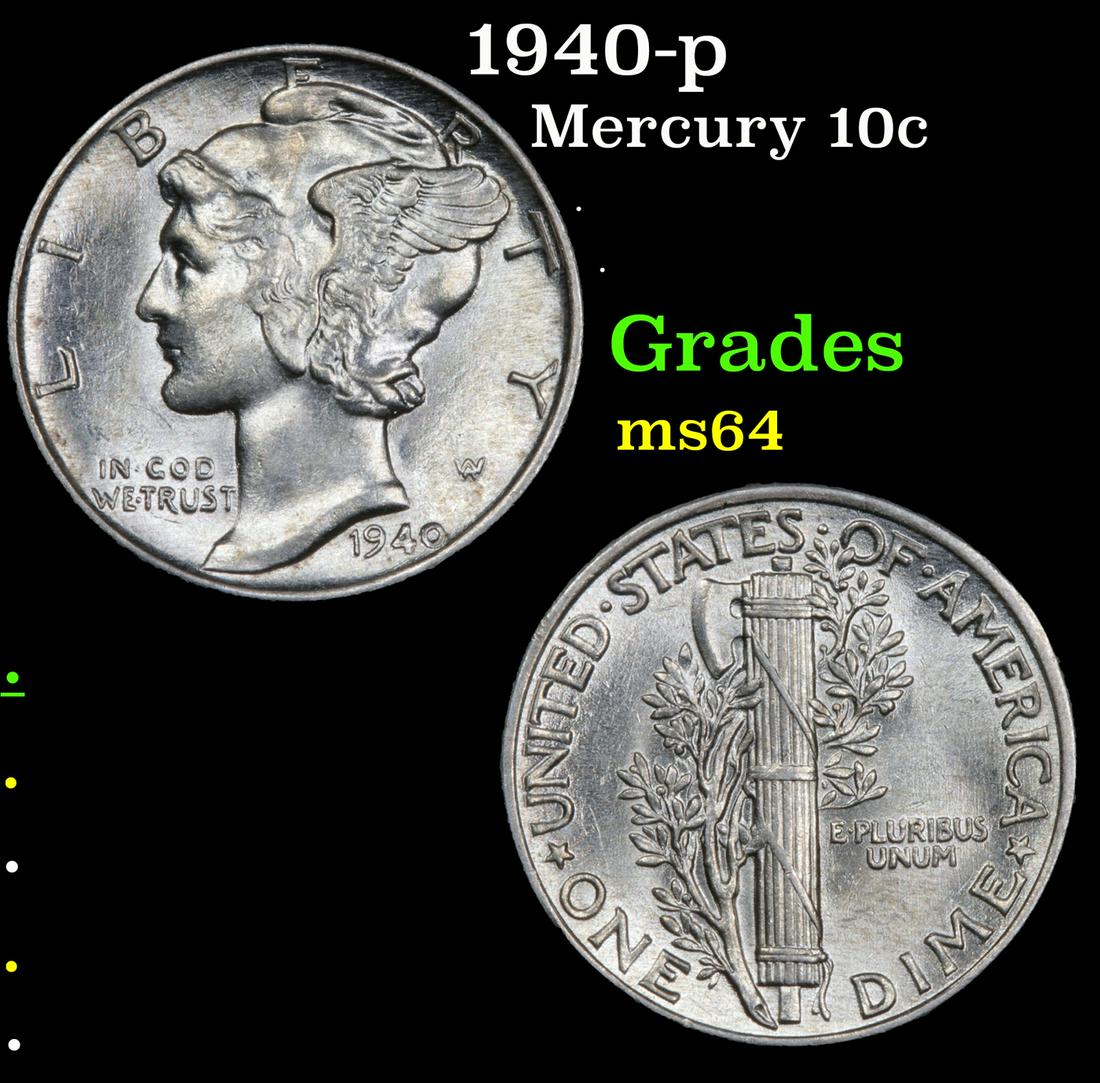 1940-p Mercury 10c Grades Choice Unc (1 of 3)