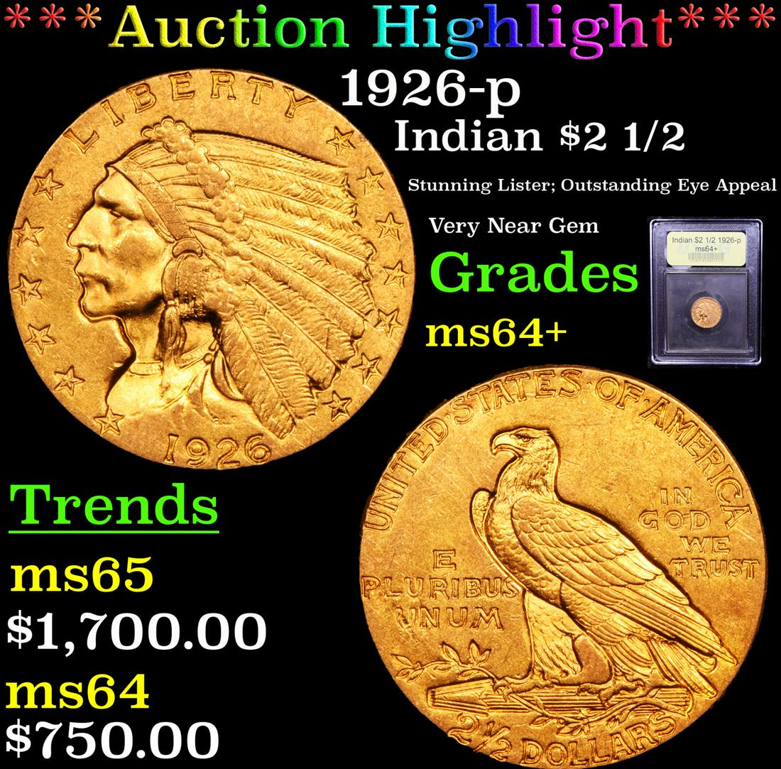 *Highlight* 1926-p Indian $2 1/2 Graded Choice+ Unc (1 of 5)
