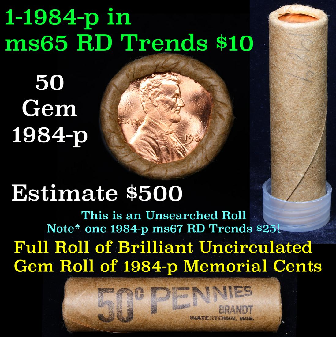 Uncirculated Shotgun Lincoln 1c roll, 1984-p 50 pcs (1 of 5)