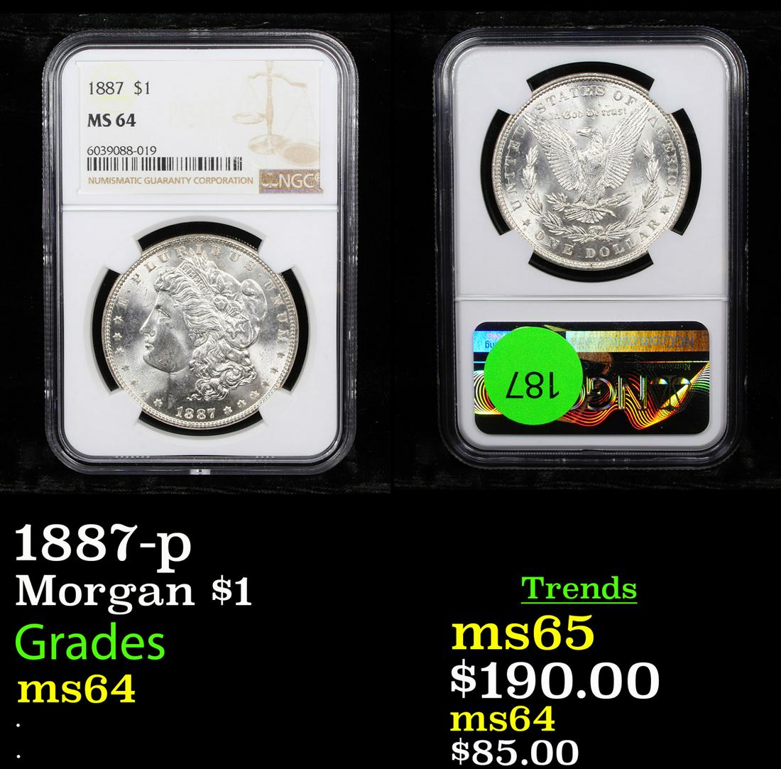 NGC 1887-p Morgan Dollar $1 Graded ms64 By NGC (1 of 3)
