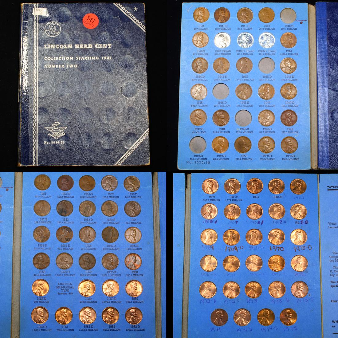 Near complete Lincoln Cent Book 1941-1975 83 coins (1 of 5)
