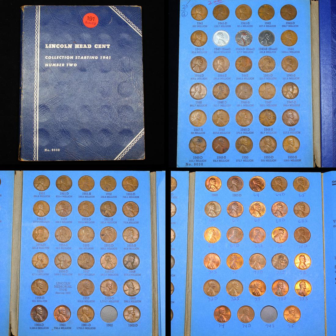 Near complete Lincoln Cent Book 1941-1975 86 coins (1 of 5)