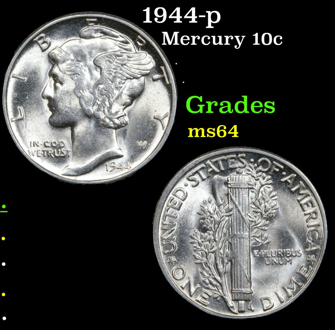 1944-p Mercury 10c Grades Choice Unc (1 of 3)