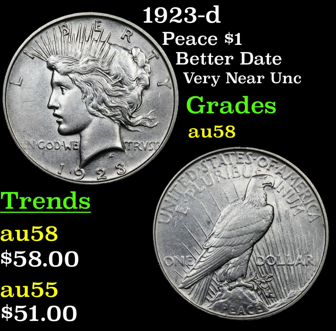 1923-d Peace $1 Grades Choice AU/BU Slider (1 of 3)