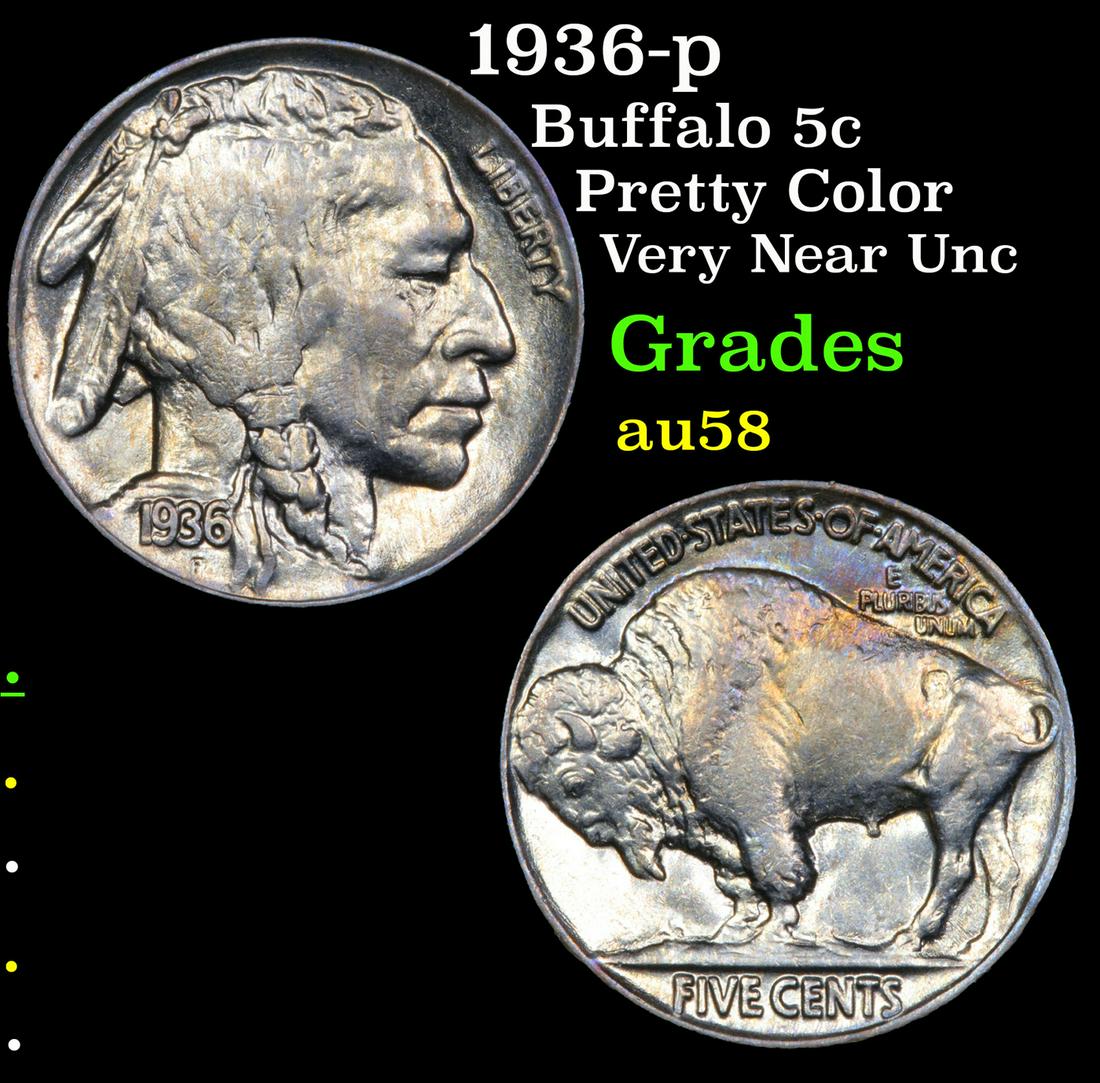 1936-p Buffalo 5c Grades Choice AU/BU Slider (1 of 3)