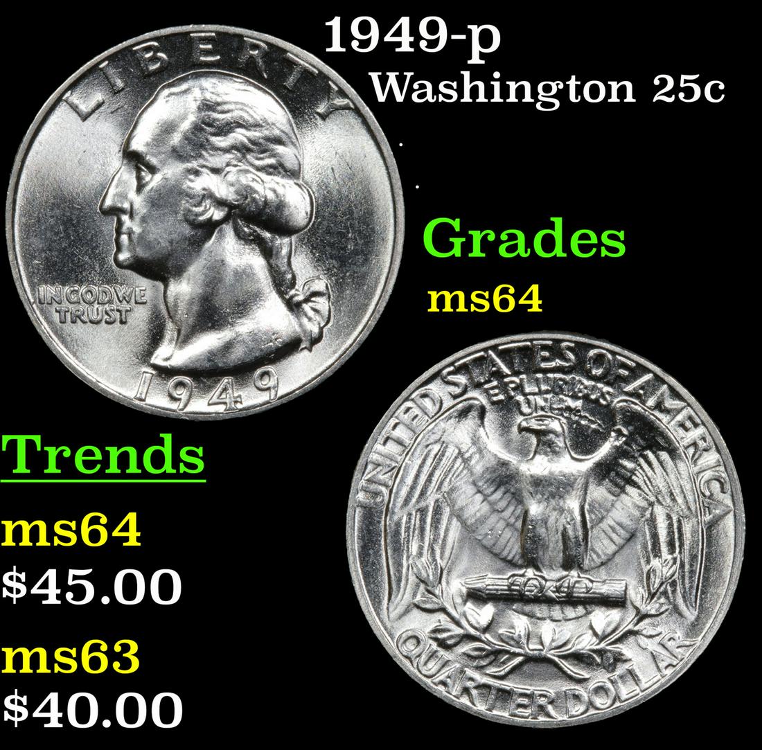1949-p Washington 25c Grades Choice Unc (1 of 3)