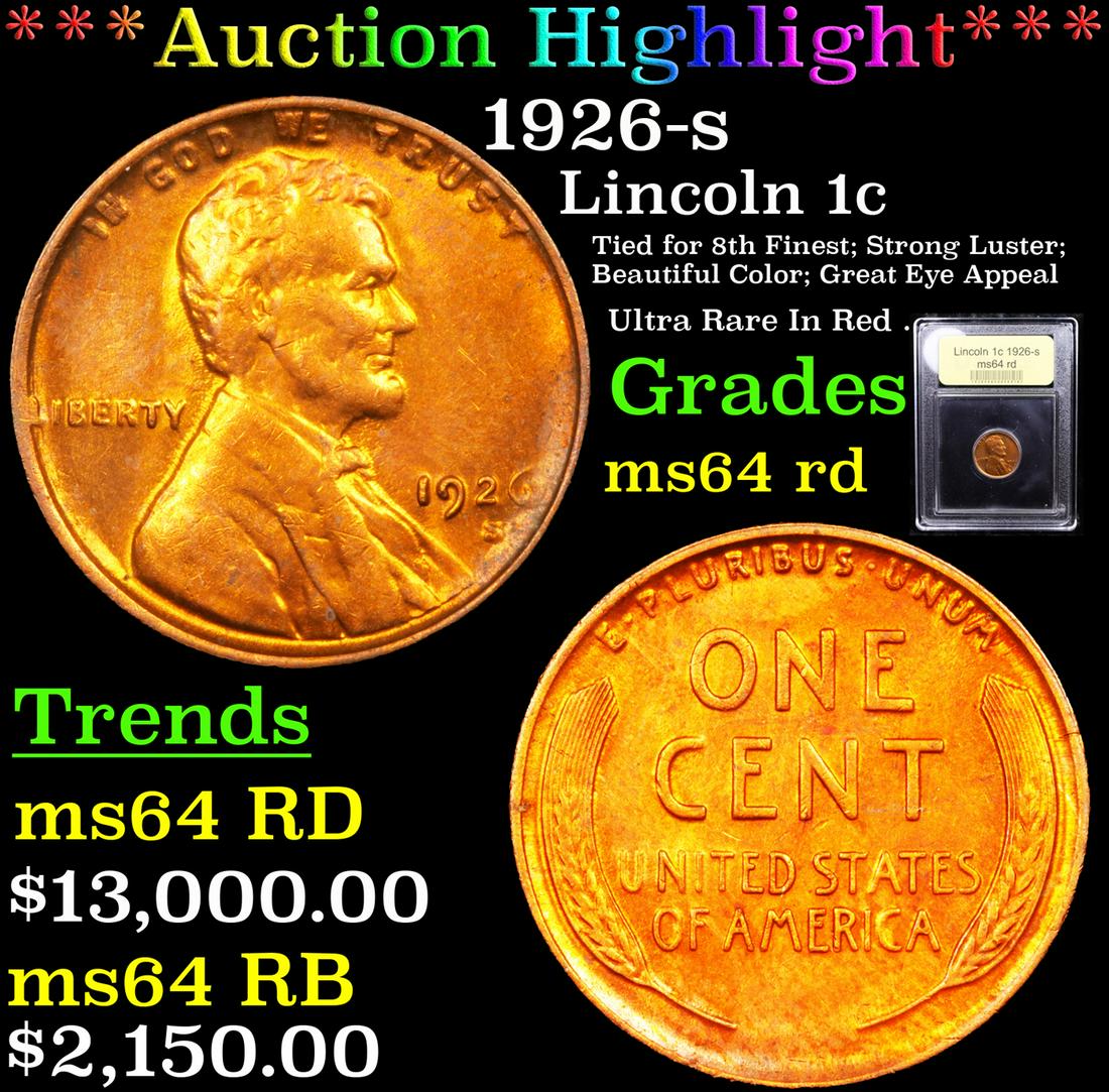 *Highlight* 1926-s Lincoln 1c Graded Choice Unc RD (1 of 11)