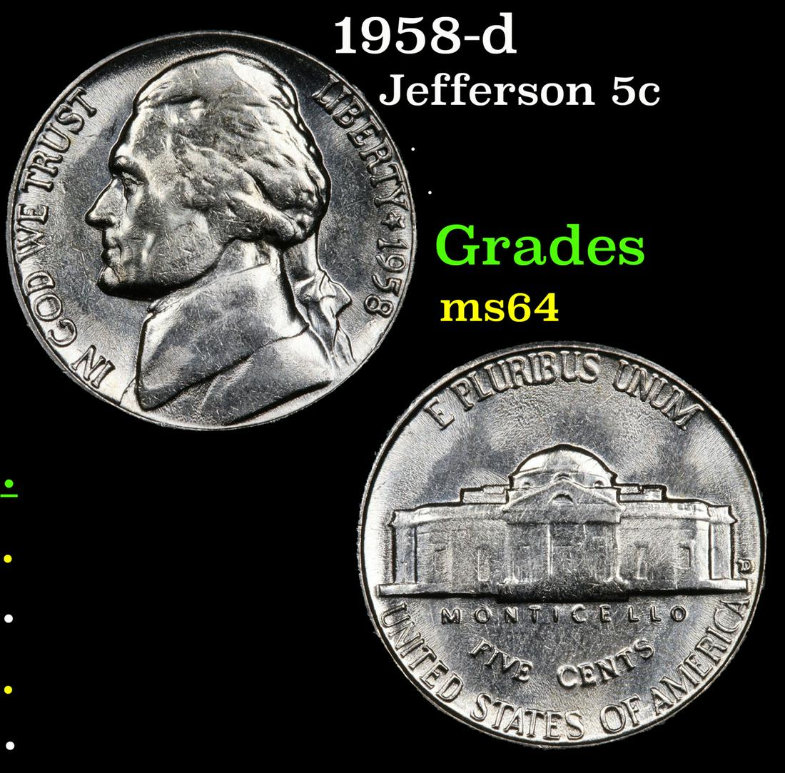 1958-d Jefferson 5c Grades Choice Unc (1 of 4)