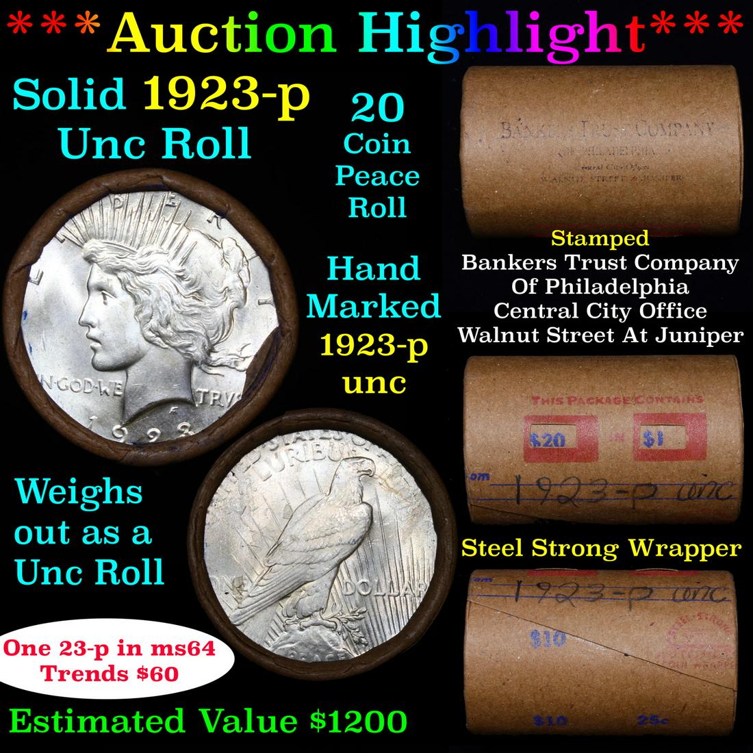 ***Auction Highlight*** 1923-p Uncirculated Peace (1 of 6)