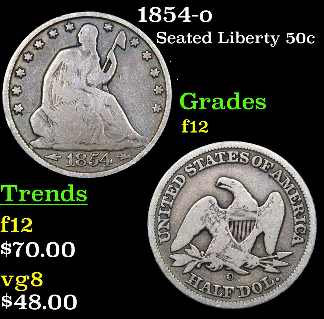 1854-o Seated Liberty 50c Grades f, fine (1 of 3)