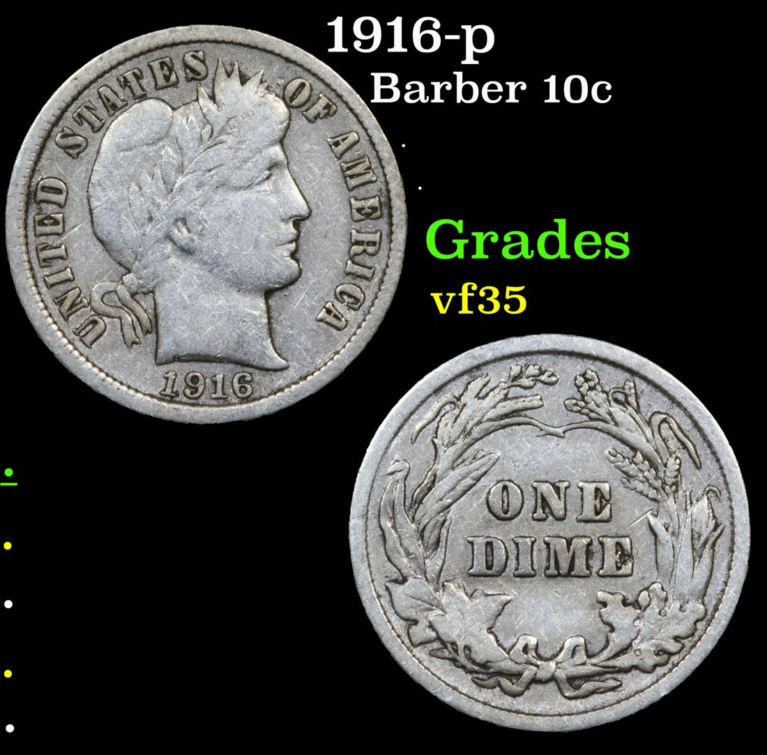 1916-p Barber 10c Grades vf++ (1 of 3)