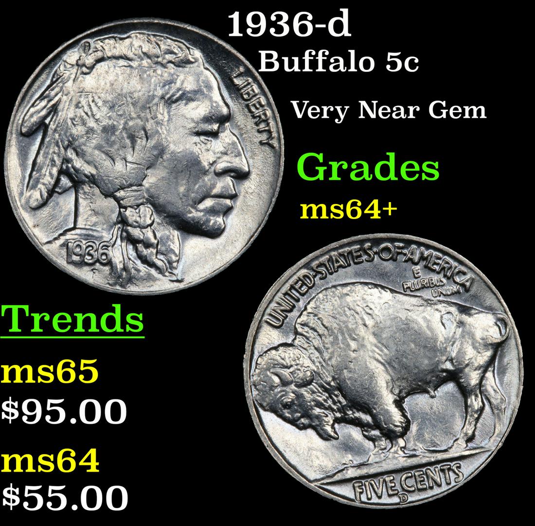 1936-d Buffalo 5c Grades Choice+ Unc (1 of 3)