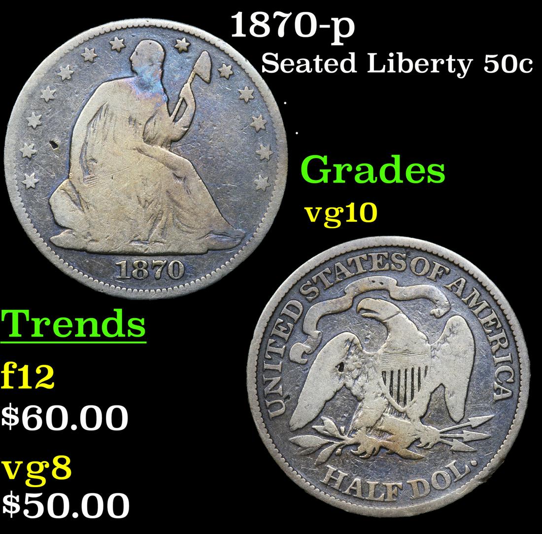1870-p Seated Liberty 50c Grades vg+ (1 of 3)
