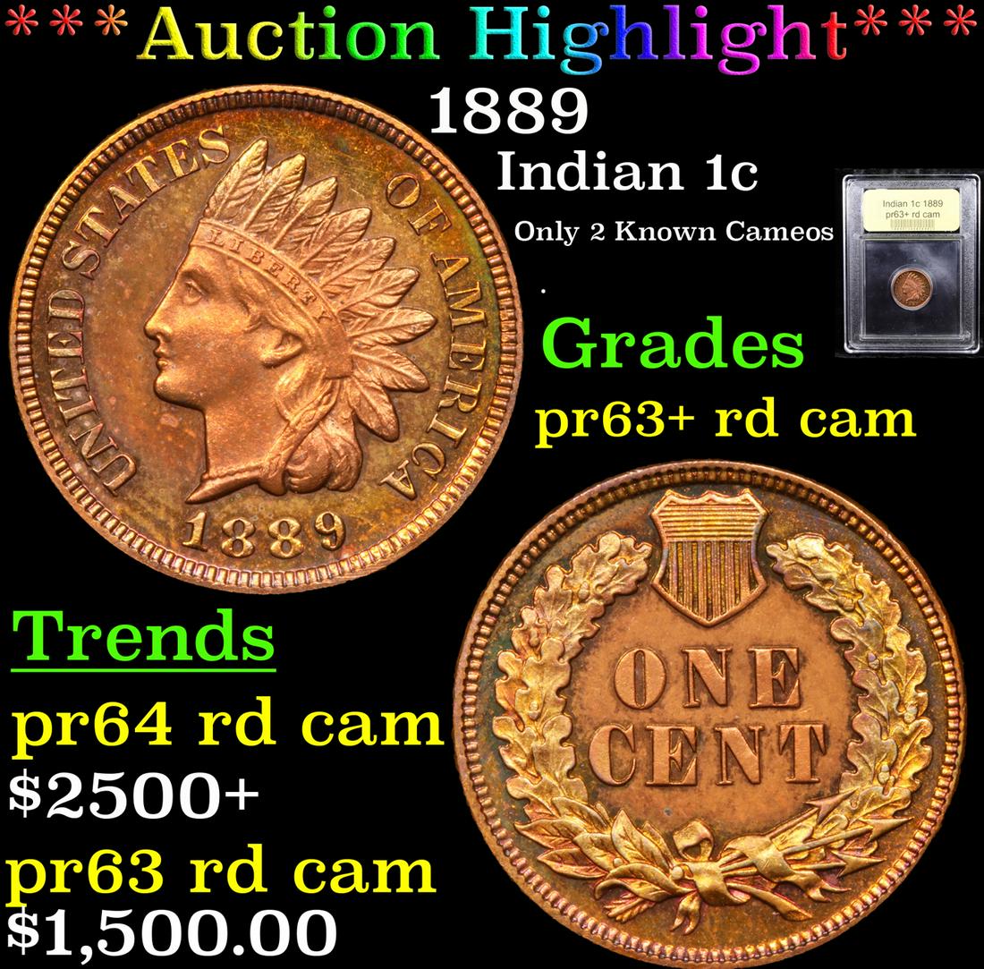 *Highlight* 1889 Indian 1c Graded select+ proof Red Cam (1 of 5)