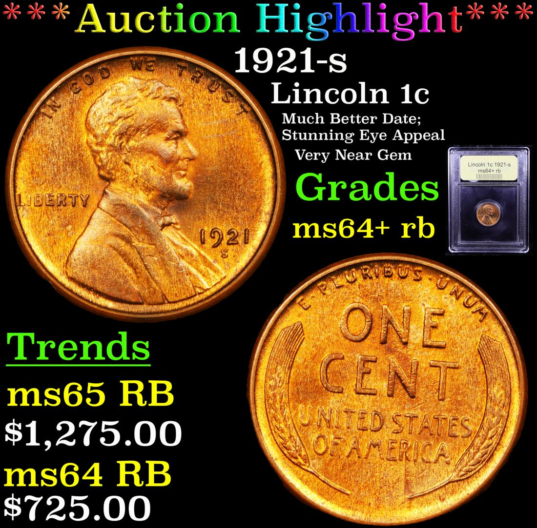 *Highlight* 1921-s Lincoln 1c Graded Choice+ Unc RB (1 of 5)