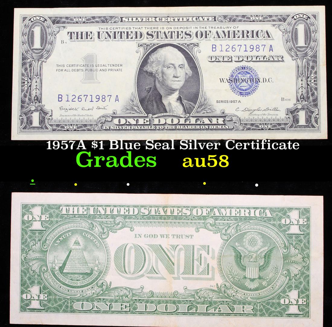 1957A $1 Blue Seal Silver Certificate Choice AU/BU (1 of 3)