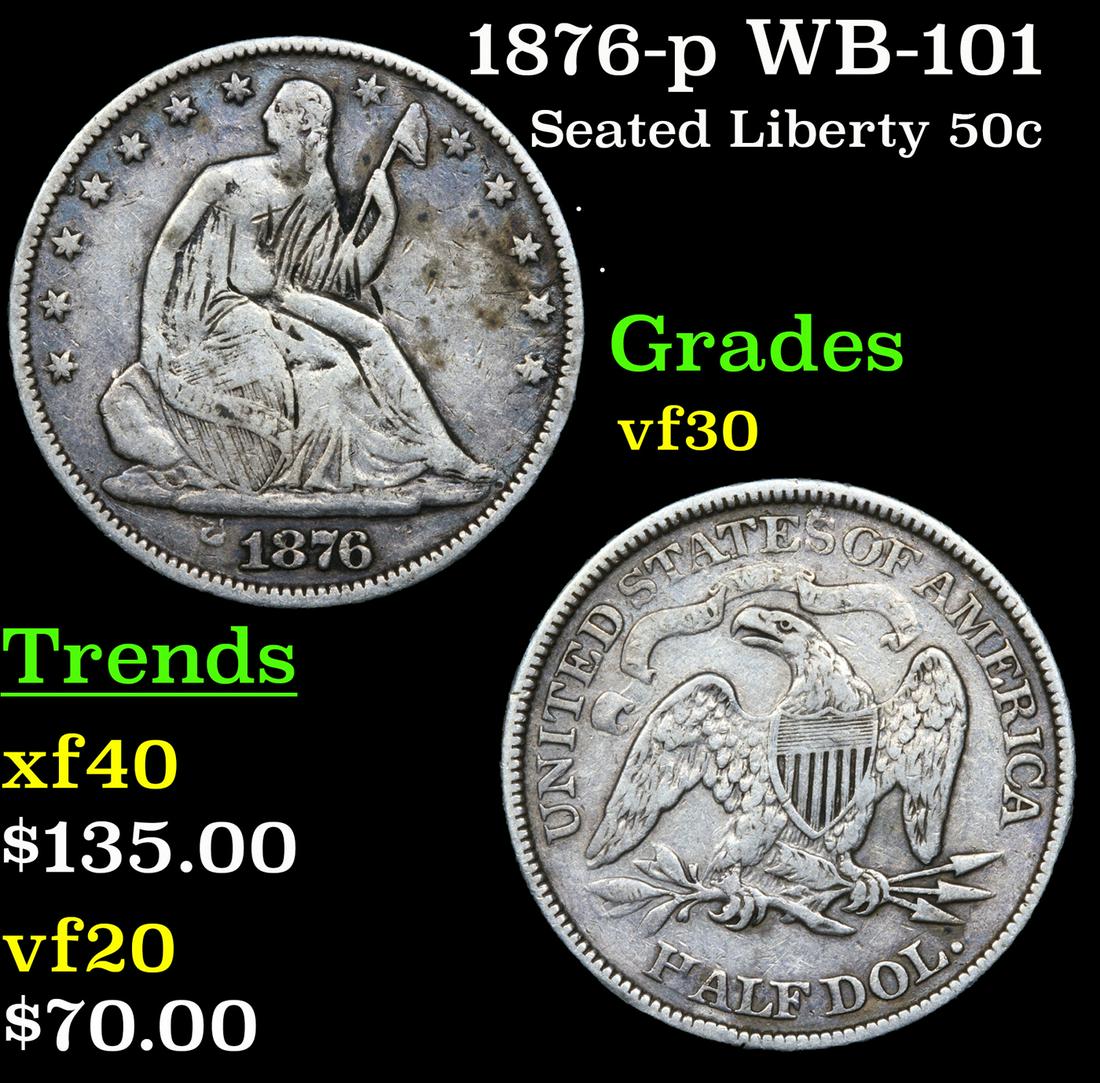 1876-p WB-101 Seated Liberty 50c Grades vf++ (1 of 3)