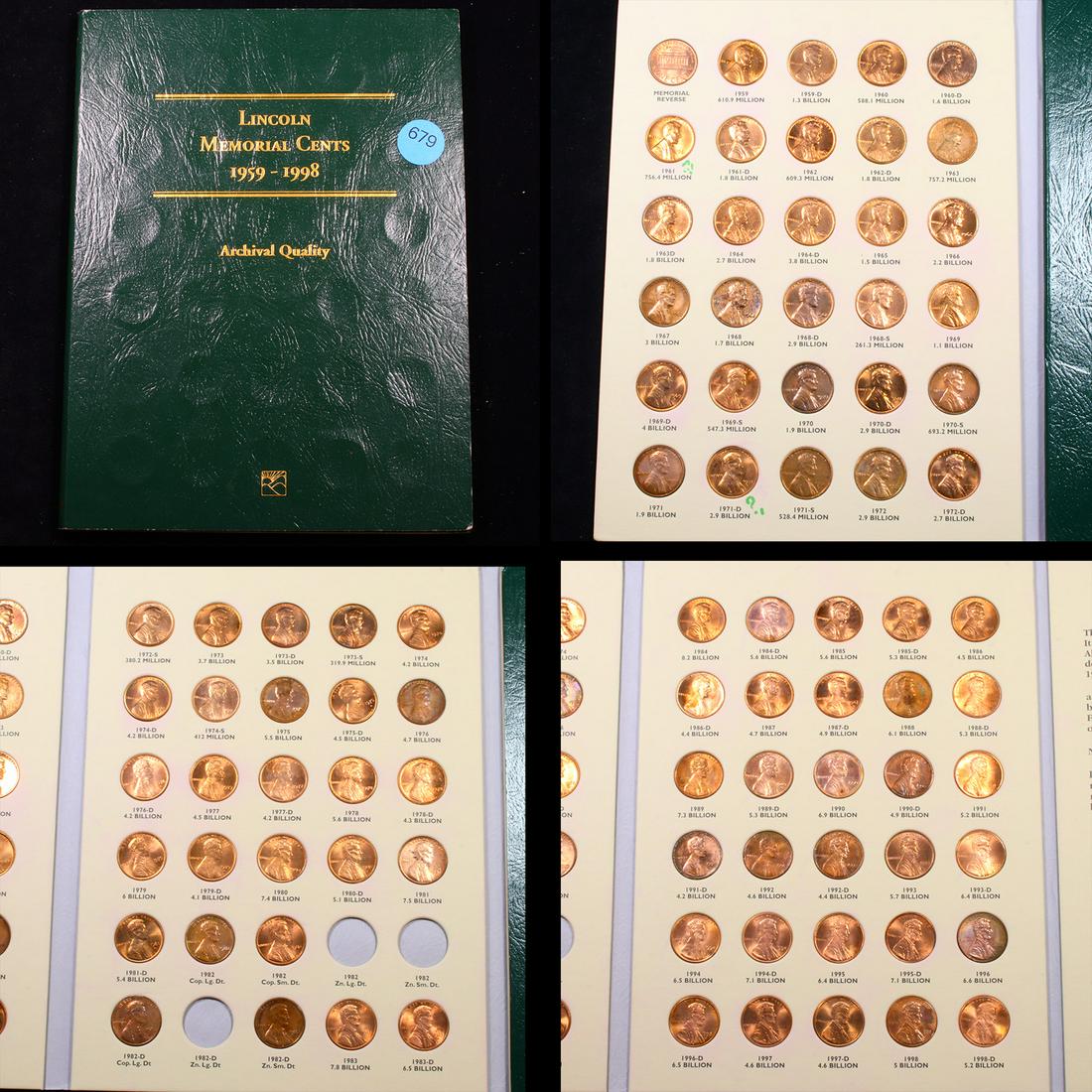Near Complete Lincoln cent Book 1959-1998 87 coins (1 of 5)
