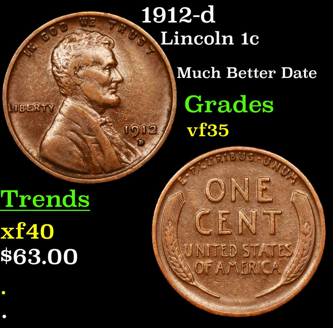 1912-d Lincoln 1c Grades vf++ (1 of 3)