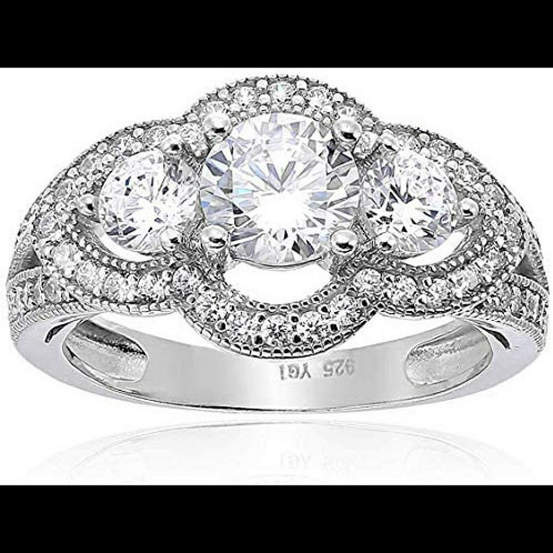 Decadence Sterling Silver 6mm Round 3 Stone Eng Ring (1 of 3)