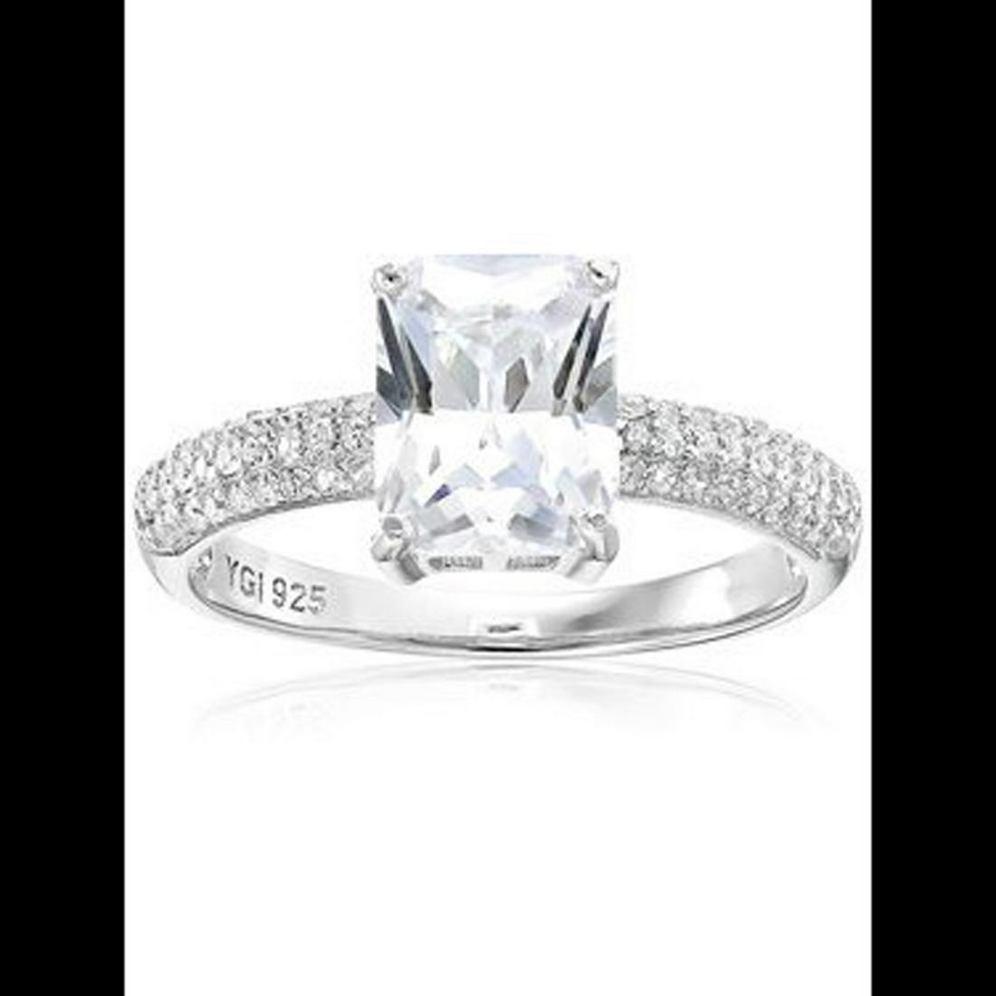 Decadance Sterling Silver 7x9mm Emerald Cut Pave Band. (1 of 3)