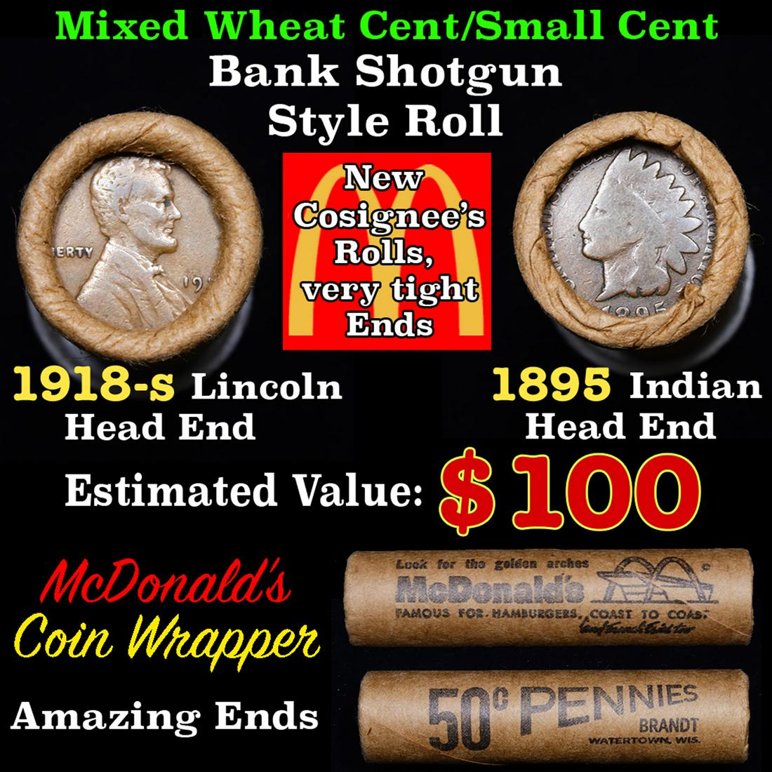 Mixed small cents 1c orig shotgun roll, 1917-s Wheat (1 of 5)